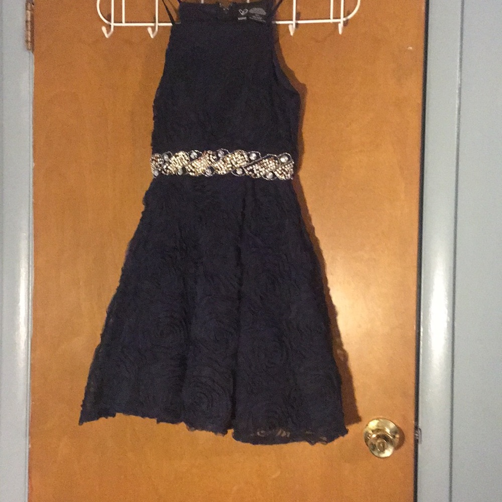 A homecoming navy blue dress
